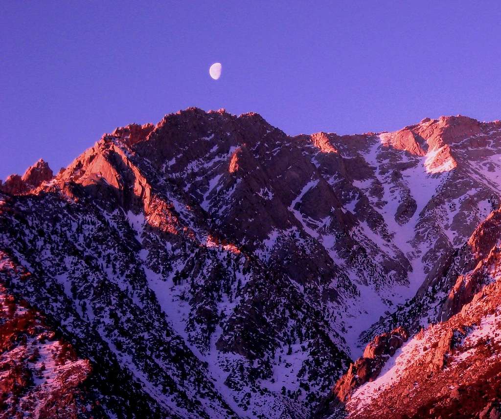 Sunrise and Moonset Lone Pine Peak