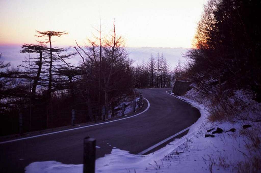 Lone road on Fuji-san