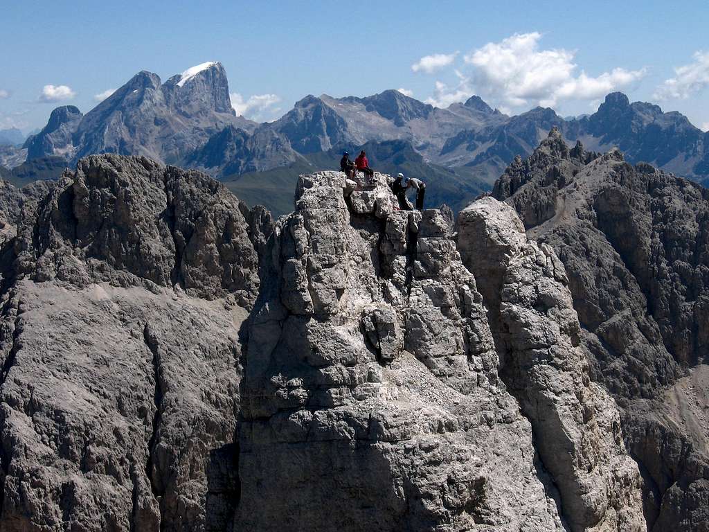 climbers on the top of the Winkler tower