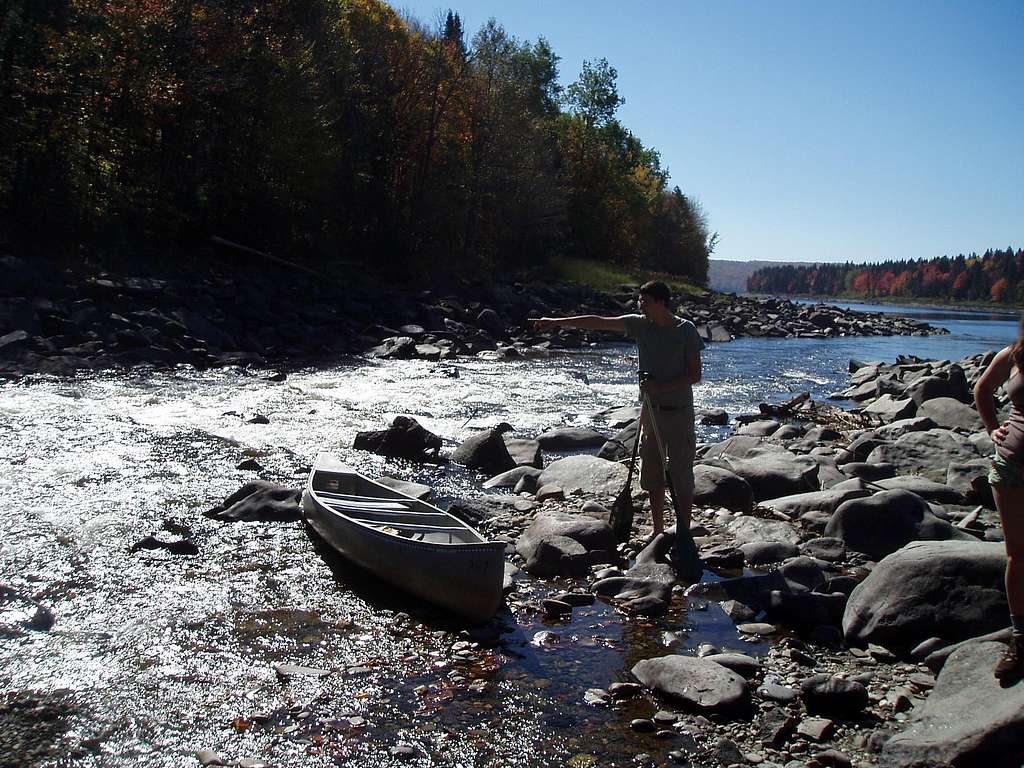 Bob Segar scouting out rapids on the Connecticutt River