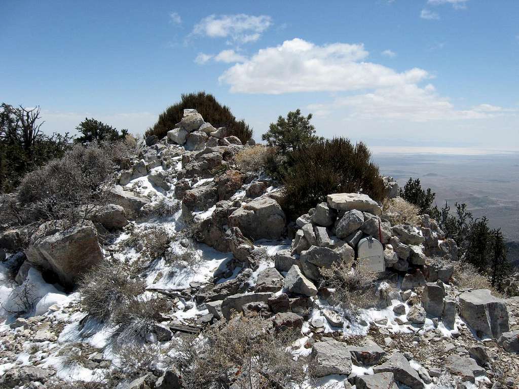 Summit cairn and mailbox