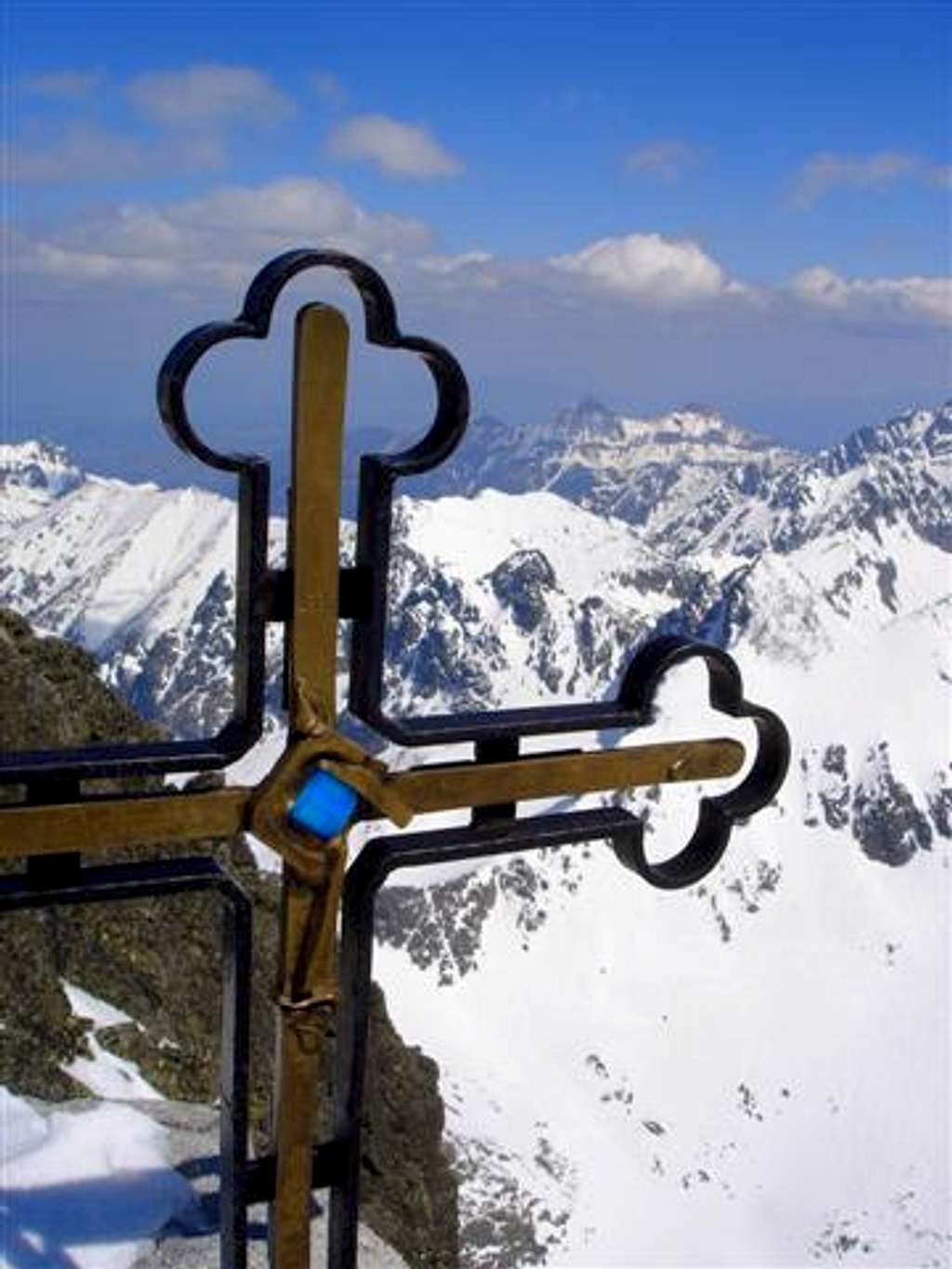 Summit cross on Gerlach (2656m),the highest point in Tatra Mountains,Slovakia