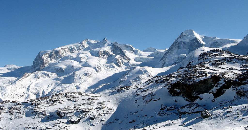 Monte Rosa and Lyskamm in winter