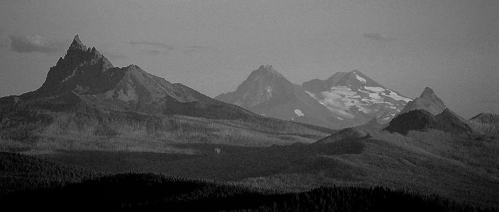 Three Fingered Jack, Three Sisters and Mt. Washington from the summit of Triangulation Peak