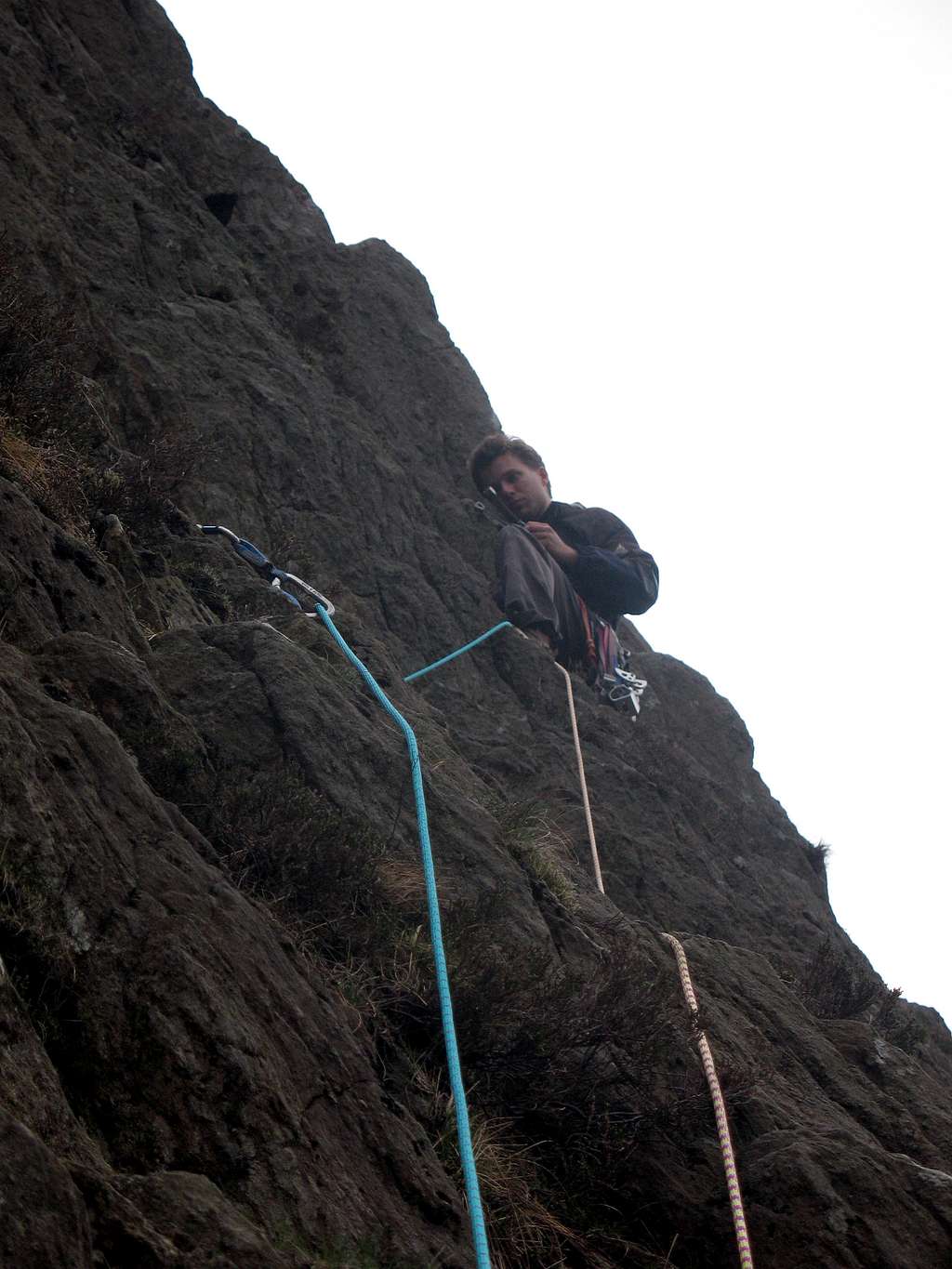 Tom leading the 2nd pitch of Avalanche/Red Wall/ Longlands Continuation