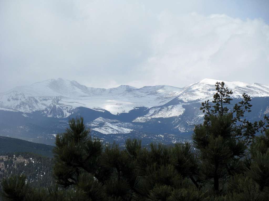 Snow clouds moving in over Mount Evans
