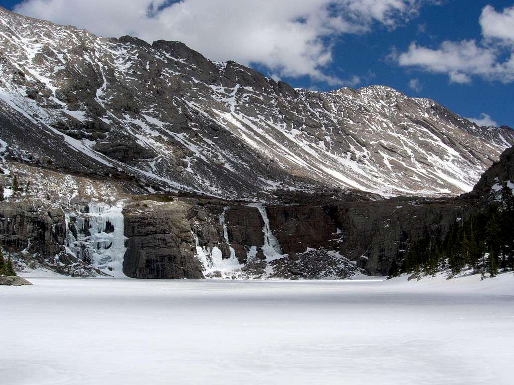 Frozen Willow Lake waterfall
