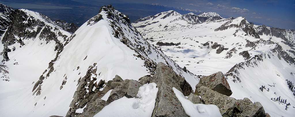 pano of white baldy ridge from summit.