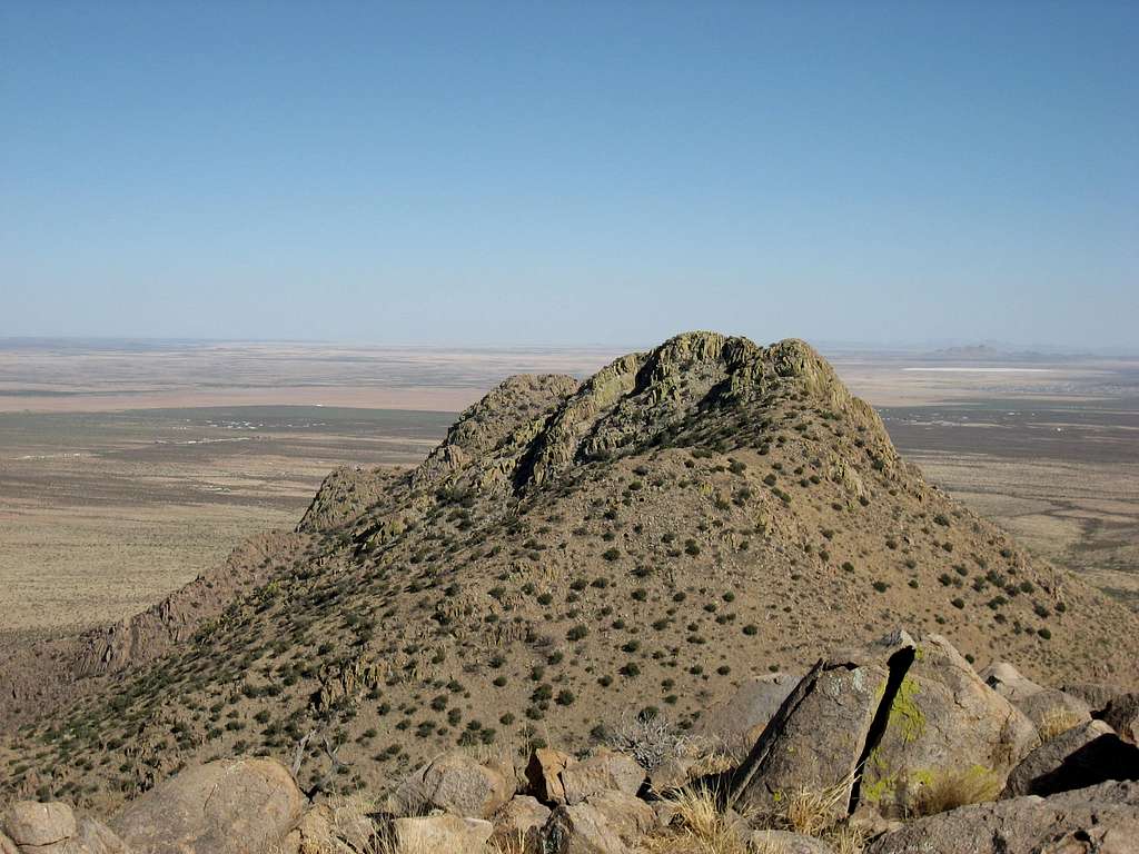 South Peak (el. 5,630) and Middle Peak (el. 5,786 ft.) Tres Hermanas