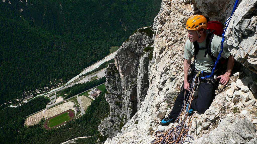 An expansive belay on the route.