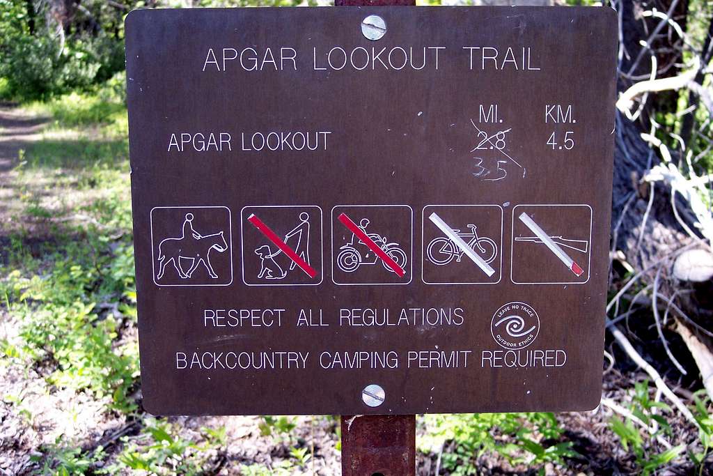 Apgar Lookout Trailhead Sign