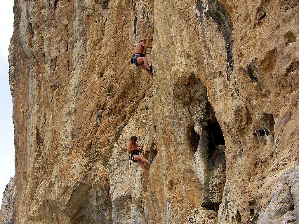 Rock climbing on the cliff