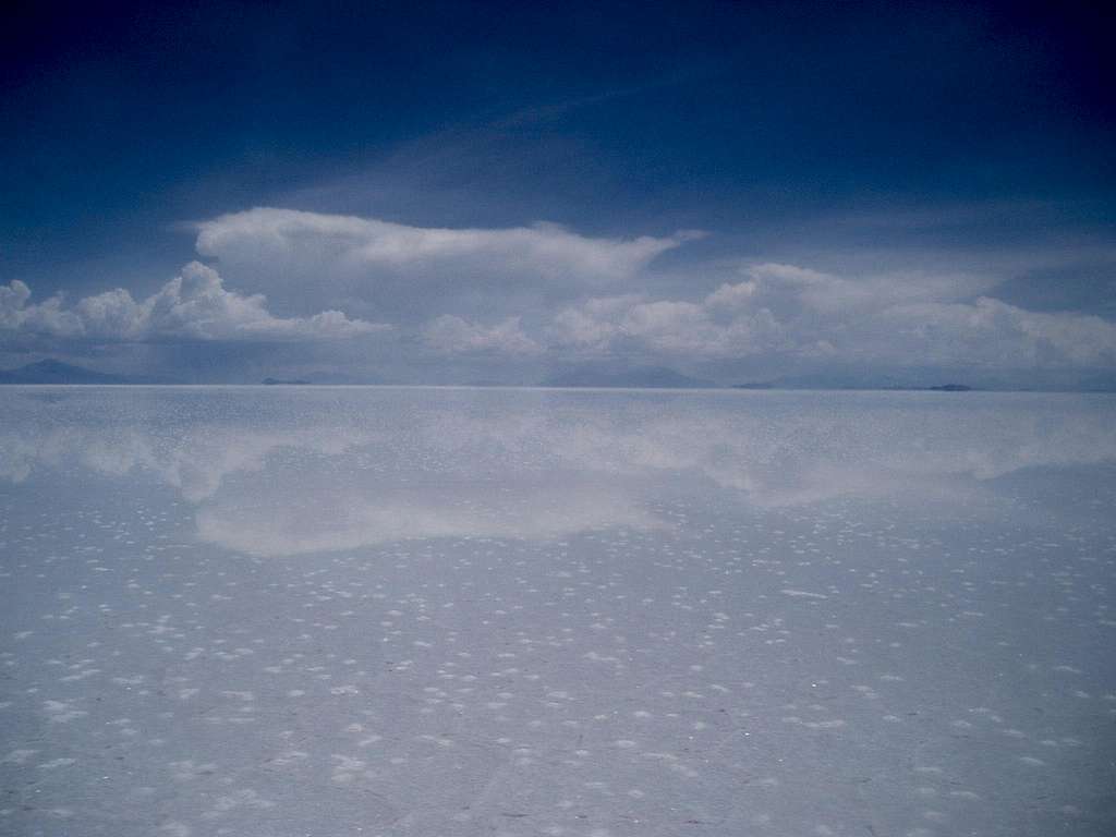 Reflection of clouds - Salar de Uyuni under water