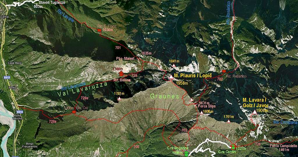 Monte Plauris map