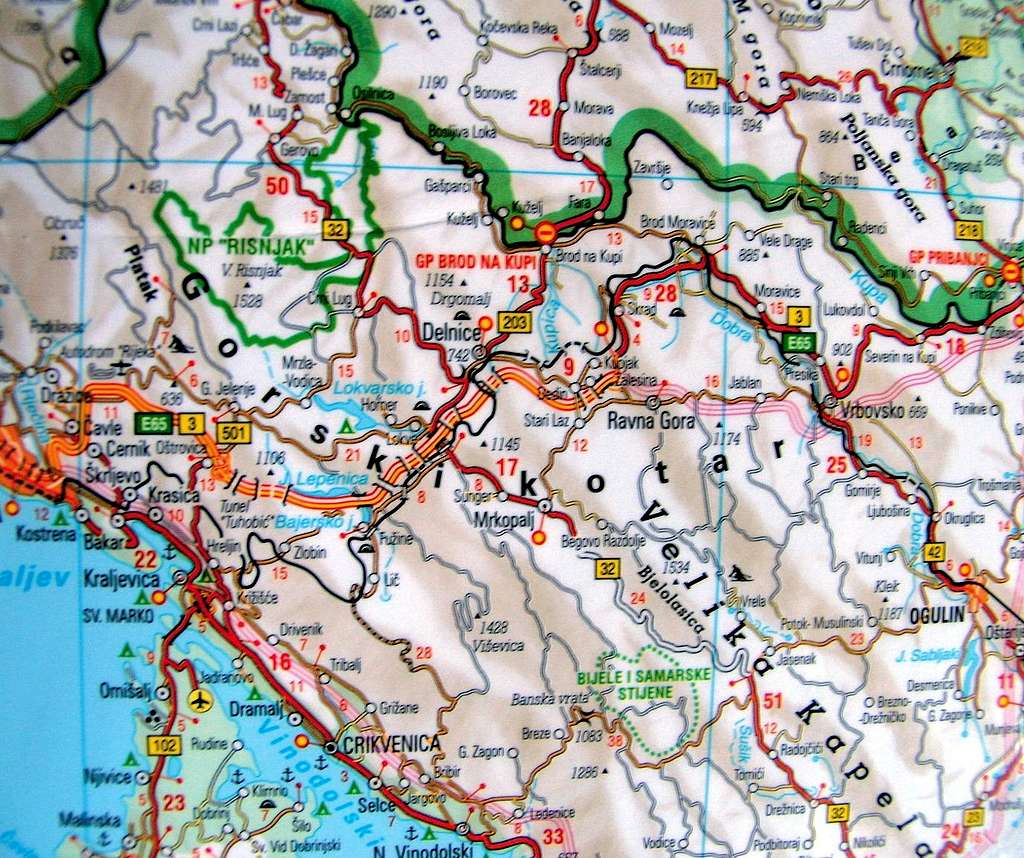 Road map of Gorski Kotar