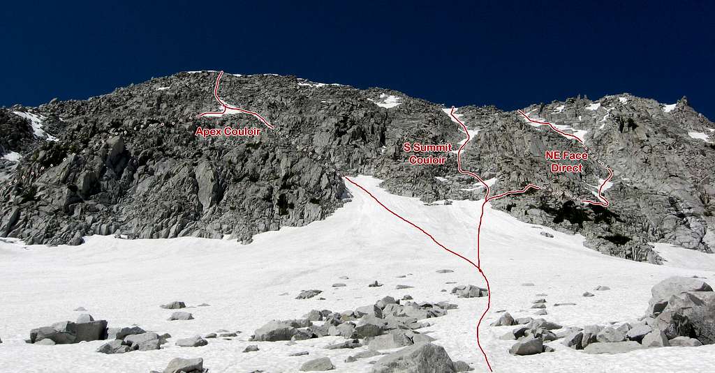 NE Face Routes from the left