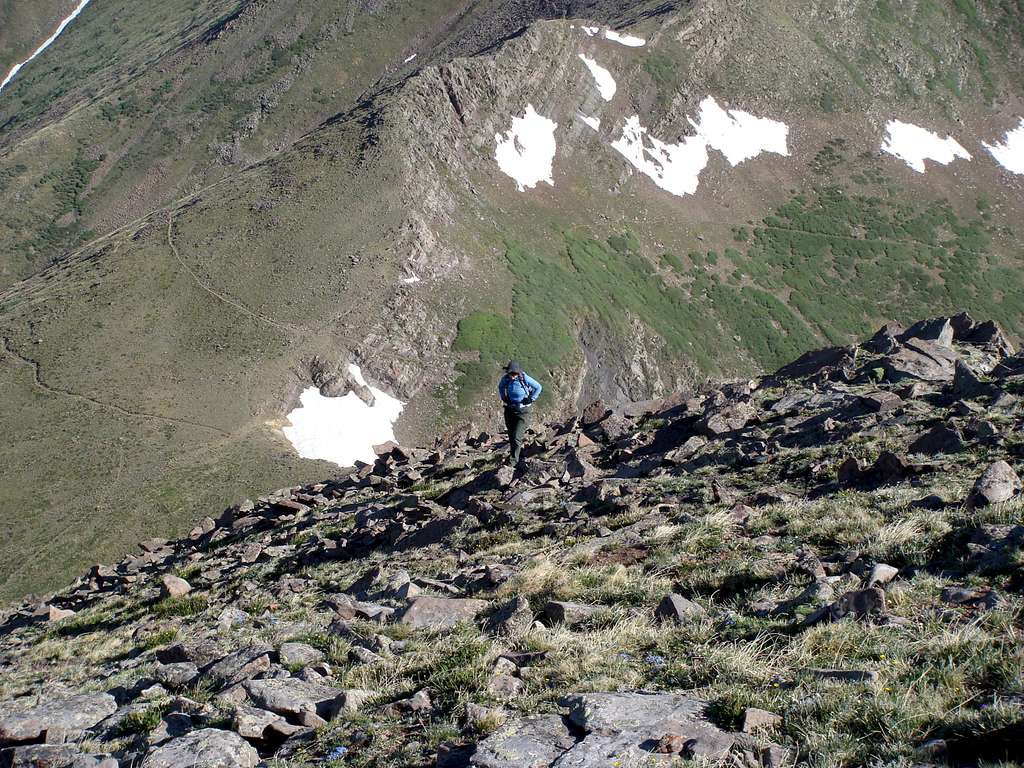 North ridge route from summit