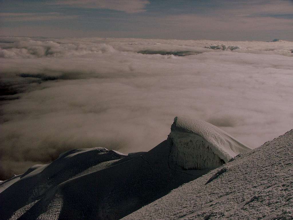 Cotopaxi's glacier and clouds. Ecuador.