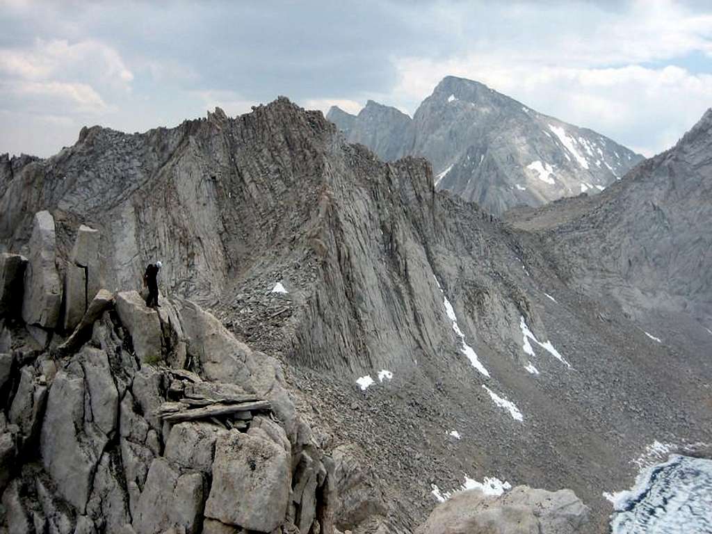Scrambling down from the summit of the Cleaver