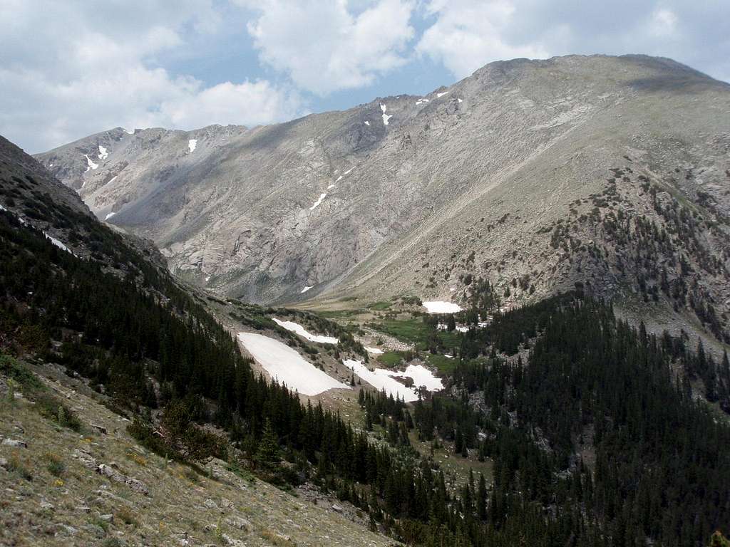 Point 13,712 and Jones Peak as seen from between Shavano Lake and the Shavano/Tabeguache Trail