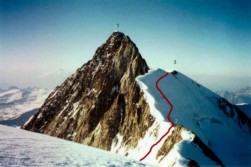 The summit ridge of the...