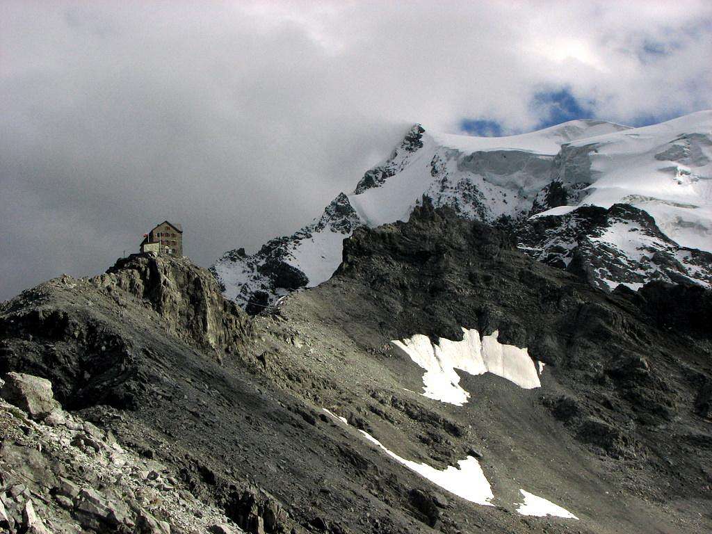 Rifugio Julius Payer and Ortler itself in the background