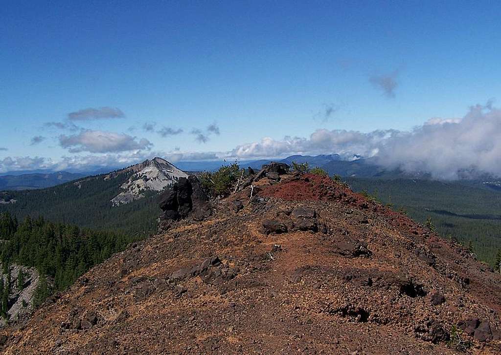 Looking across Cowhorn's red saddle