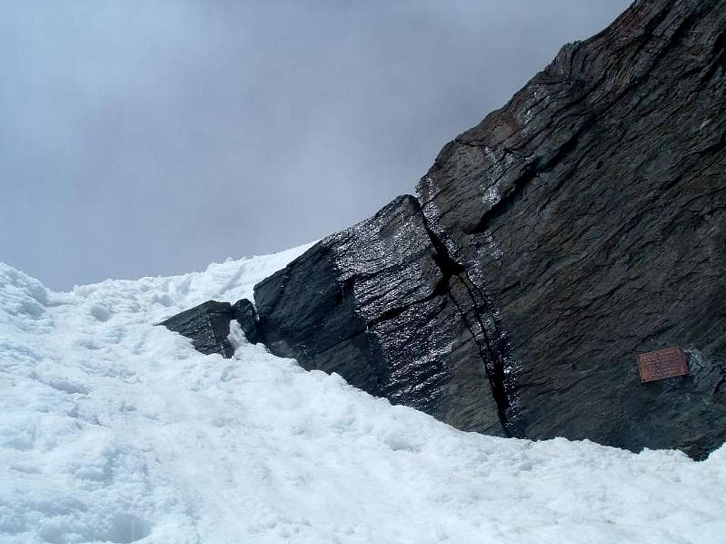 Below the summit ridge