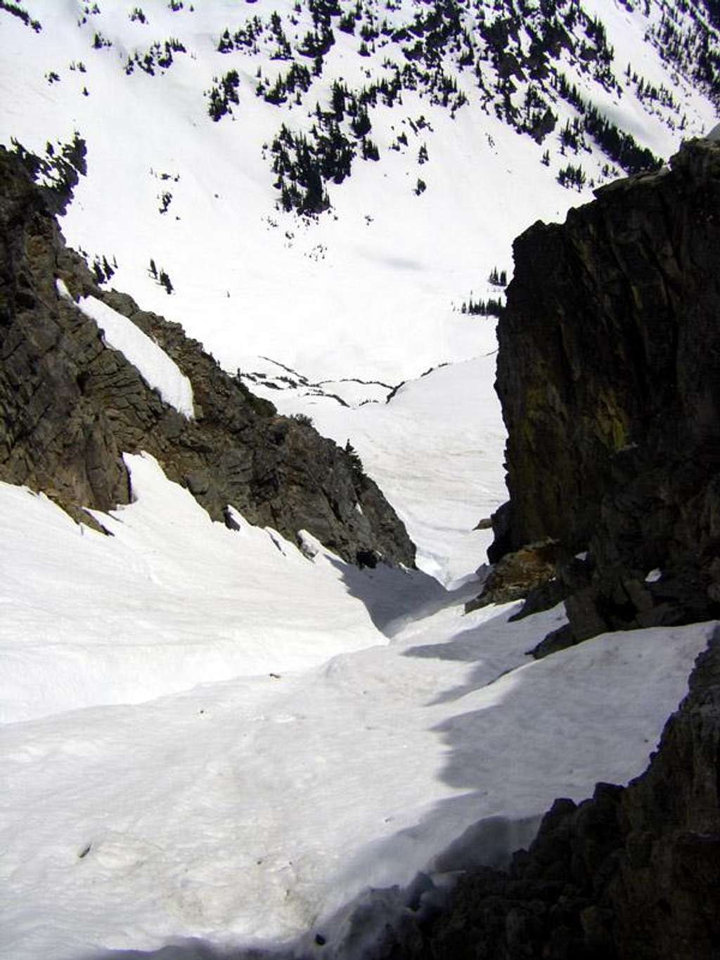 Steep snow chute
