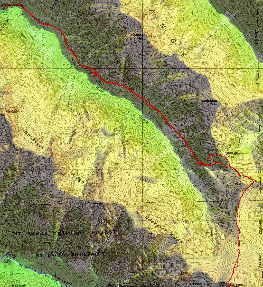 Ruth Mountain Topo Map with GPS Track