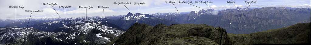 Mt McBride Summit Panorama - annotated