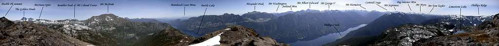 Marble Peak Summit Panorama - annotated