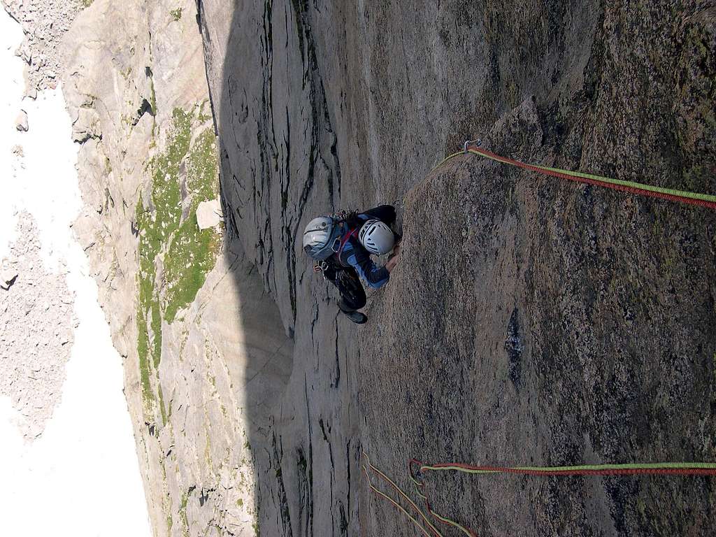 Coming up the crux pitch