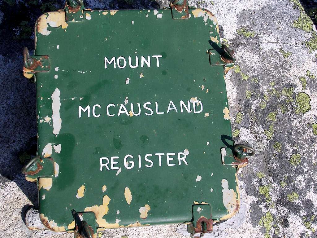 Mt. McCausland's summit register box.