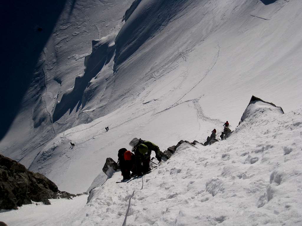 David ascending towards Col du Mont Maudit