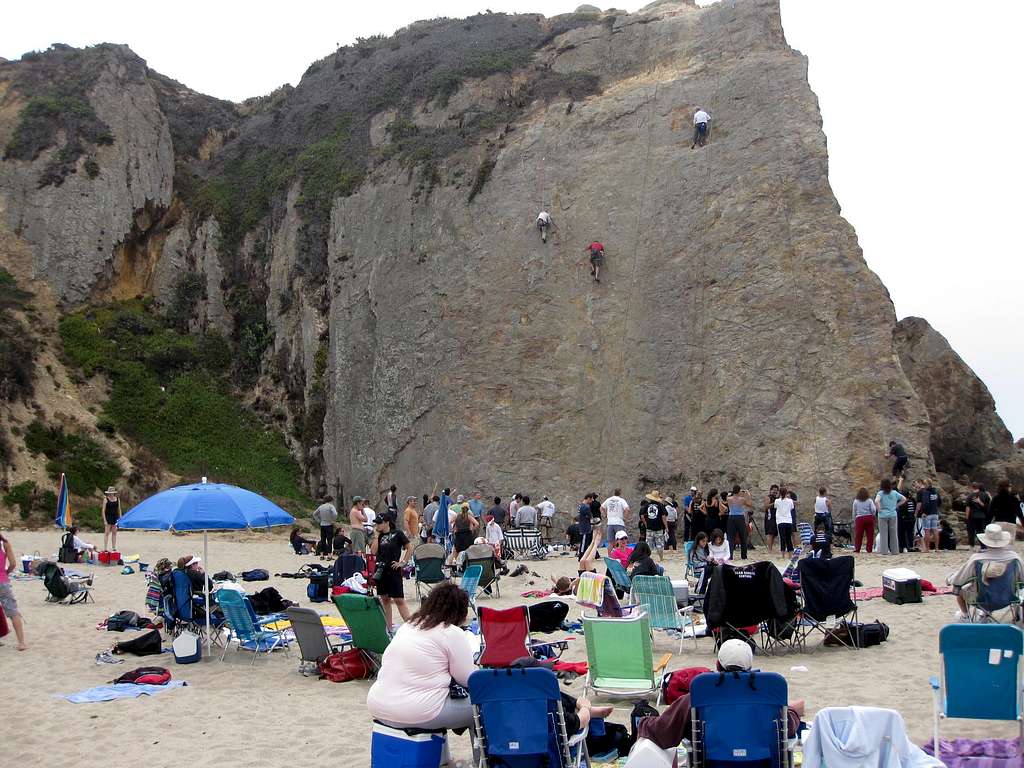 Climbers at Point Dume State Beach