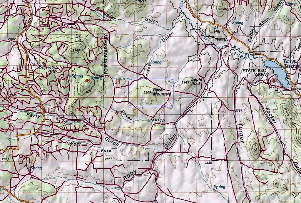 Baker Mountain -  Getting There Map