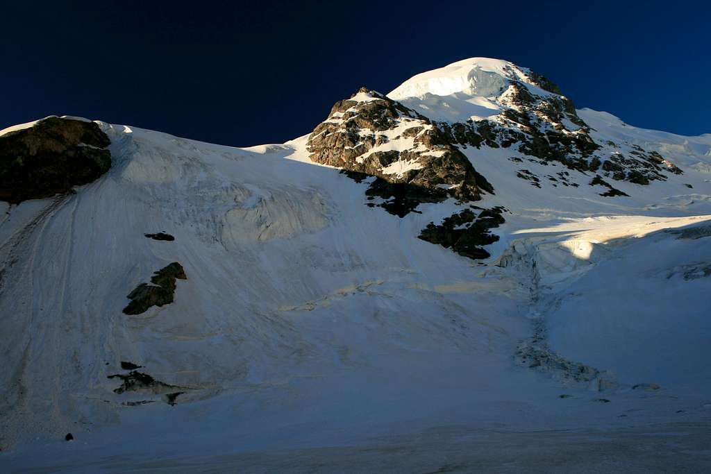 The Western aspect of Pik Profsoyuzov above the Akhsu left glacier