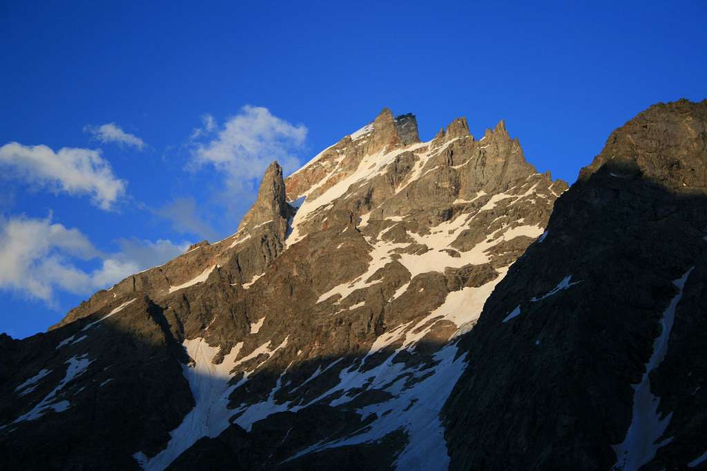 Peak East of Bivouac Aristova on the far side of the Shkhelda Glacier