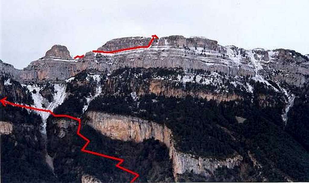 Sestrales route, as seen from the Bestué valley and the east side
