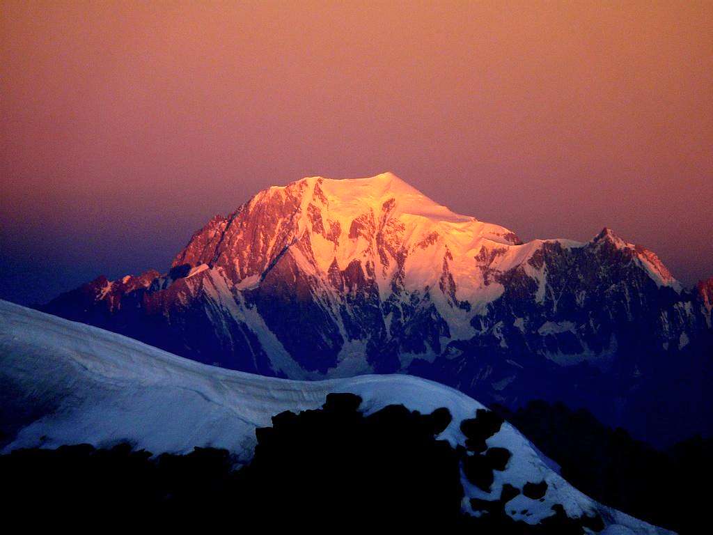 First sunbeam on Mont Blanc