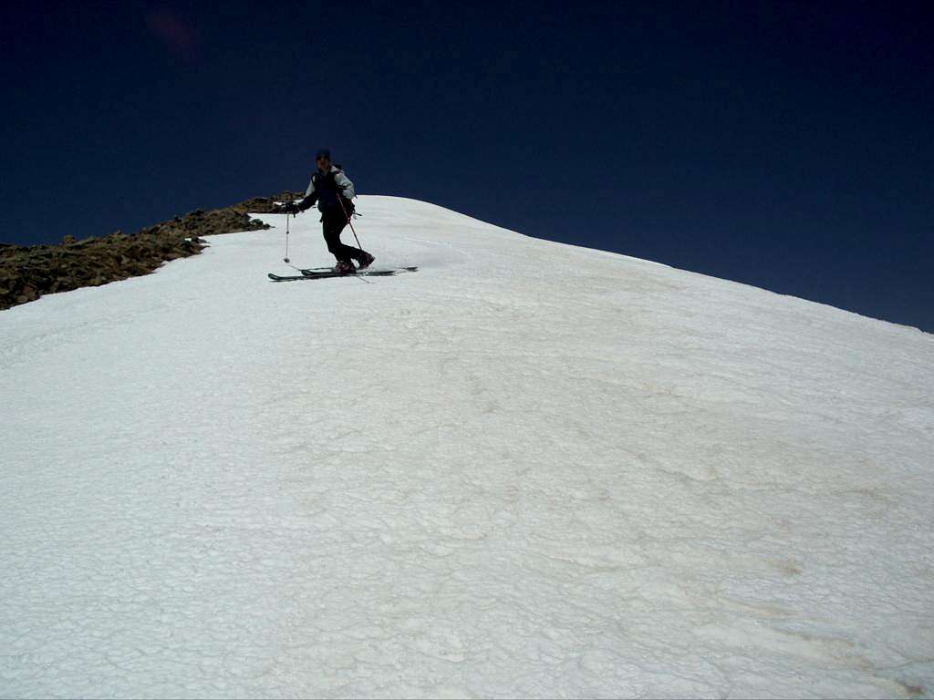 Scott skiing below Jicarita