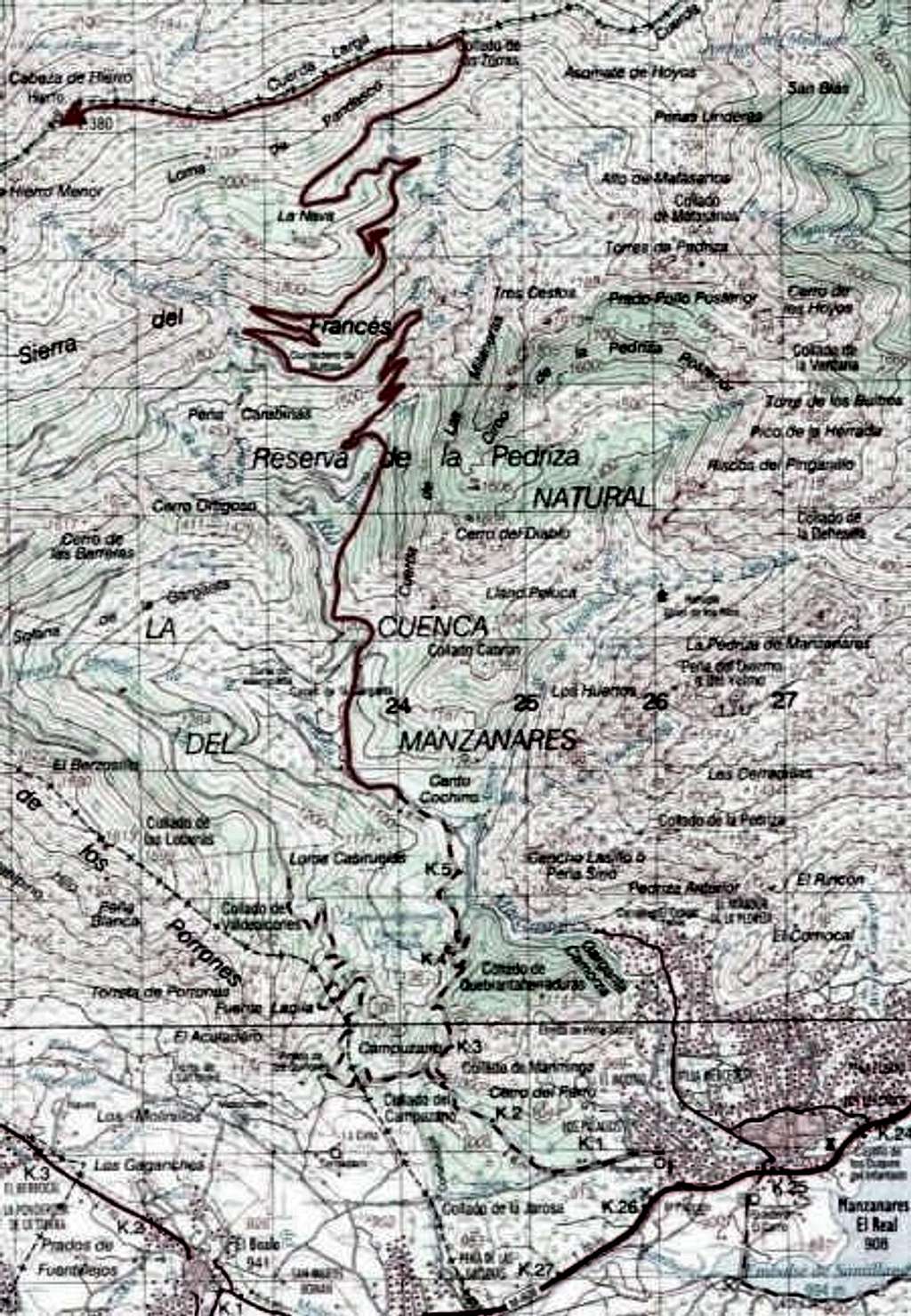 Map of La Pedriza