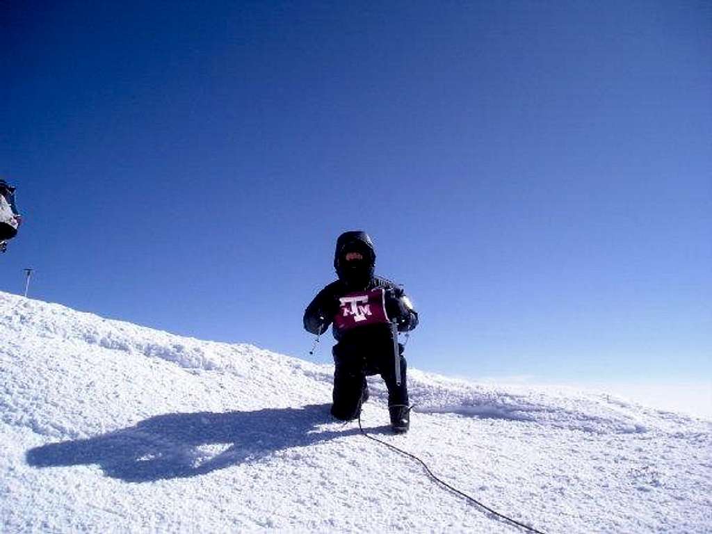 Texas A&M Flag on the Summit of Denali