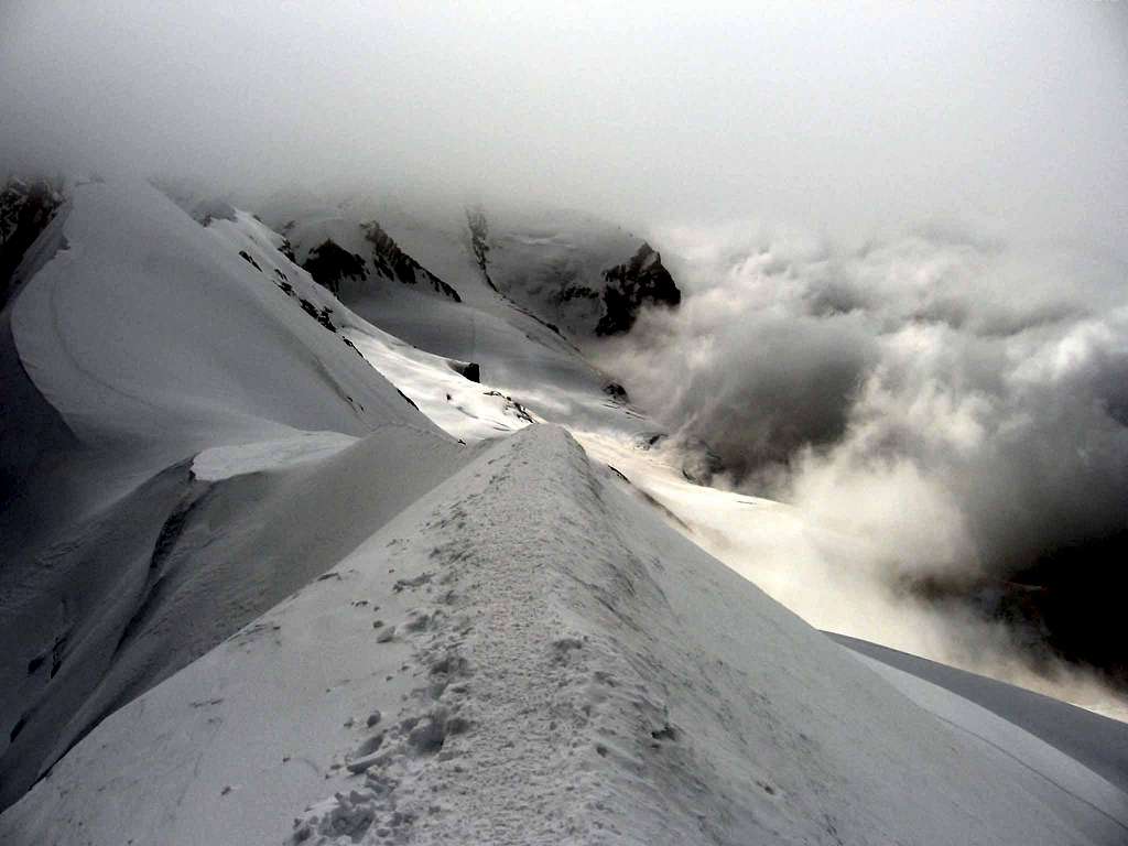 The ridge between the west and central Breithorn.