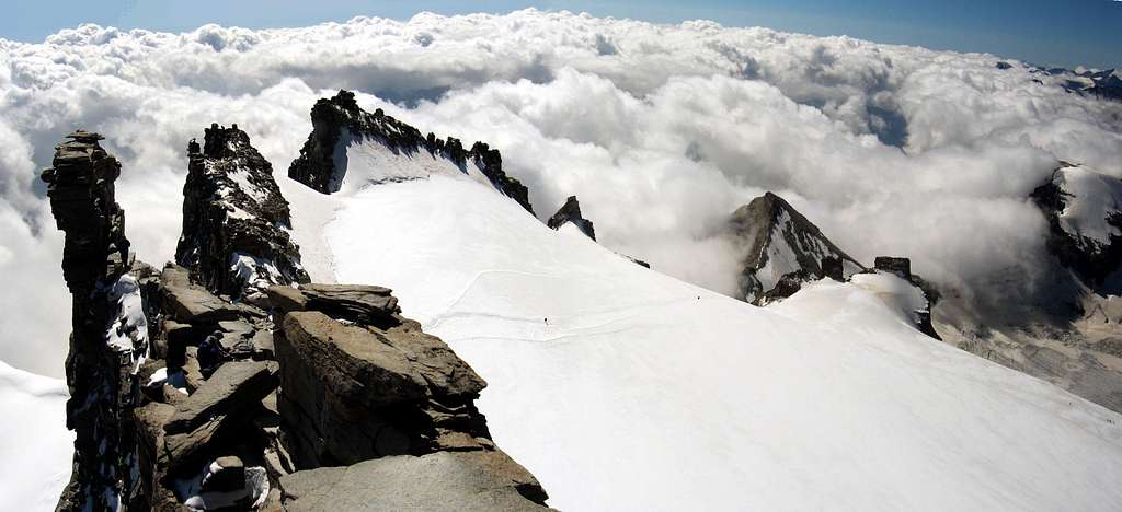 View from the summit of Gran paradiso to the lower Tresenta.