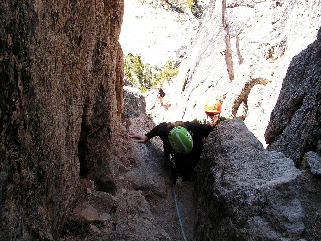 Nearing the Chimney, South Arete route