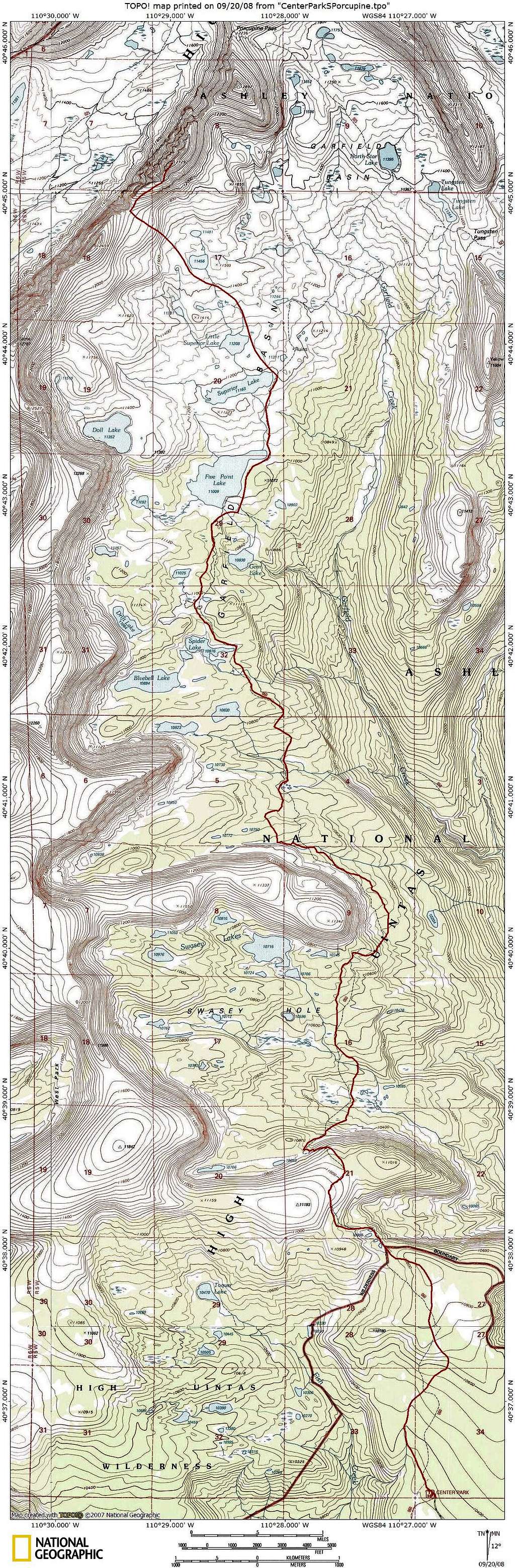 S Porcupine Mt Topo map