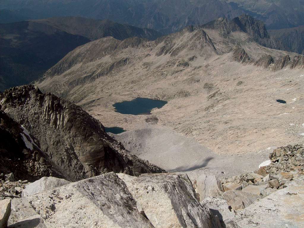 Coronas lakes and Pico Araguells from the summit of Aneto