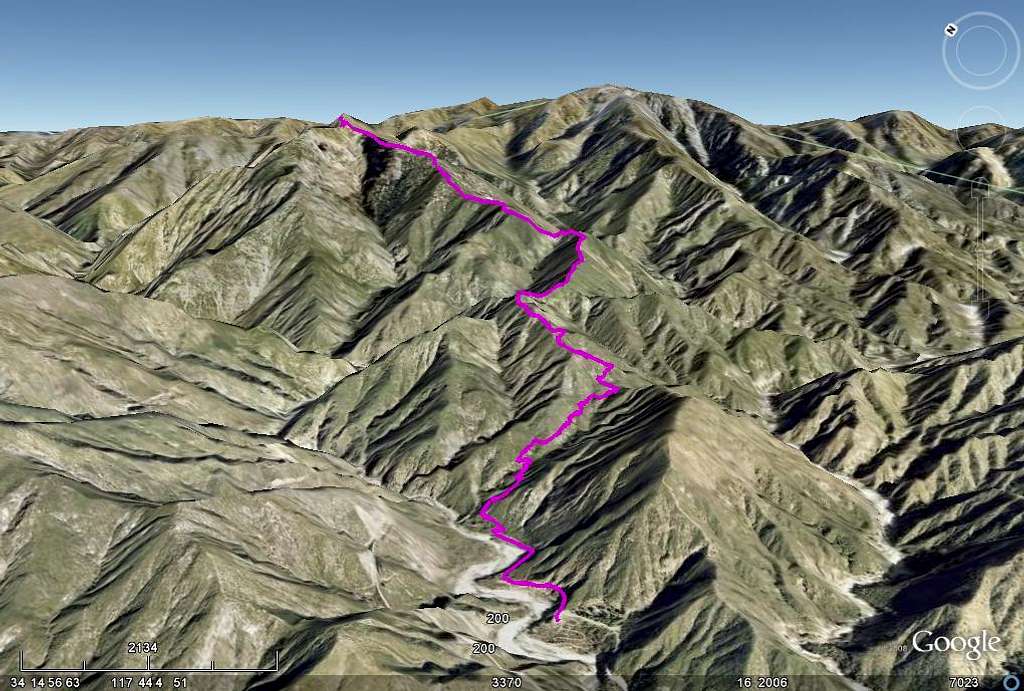 Iron Mountain via Heaton Flat - Google Earth Rendition